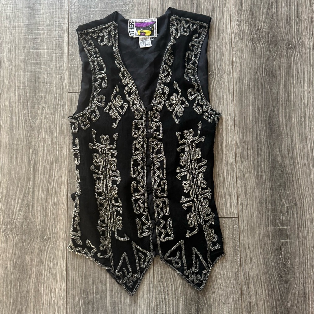 Vintage Beaded Silk Vest with